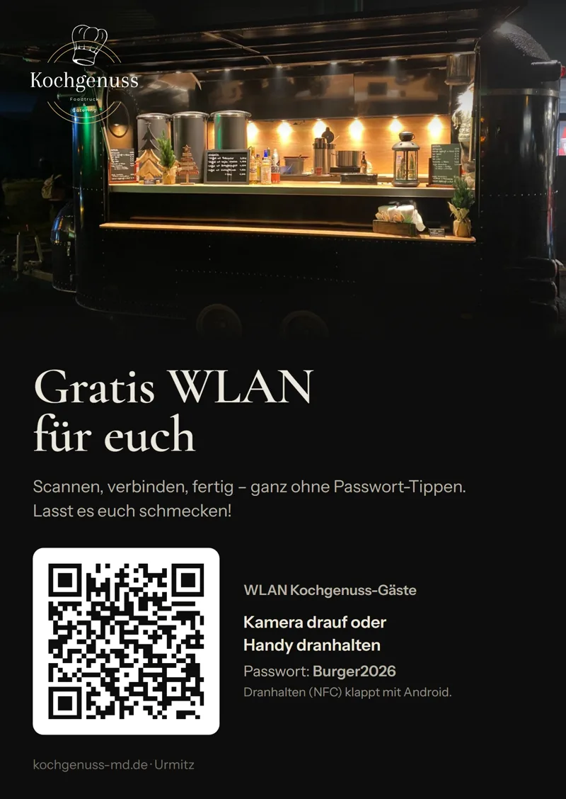 WLAN-Aufsteller im Kochgenuss-Design